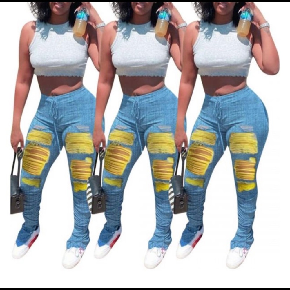 Denim scrunched jeans